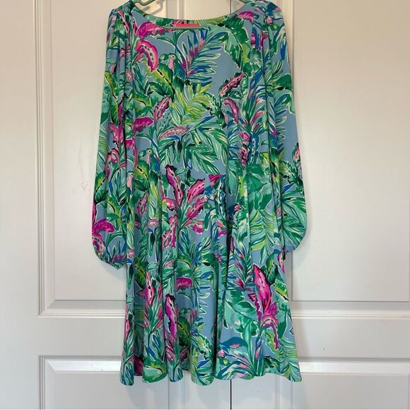 Lilly Pulitzer Ellora Dress Size Small Porto Blue in the Trees - Picture 2 of 9